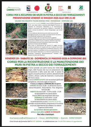 Corso per il recupero dei muri in pietra a secco dei terrazzamenti