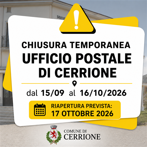 Chiusura temporanea dellUfficio Postale di Vergnasco
